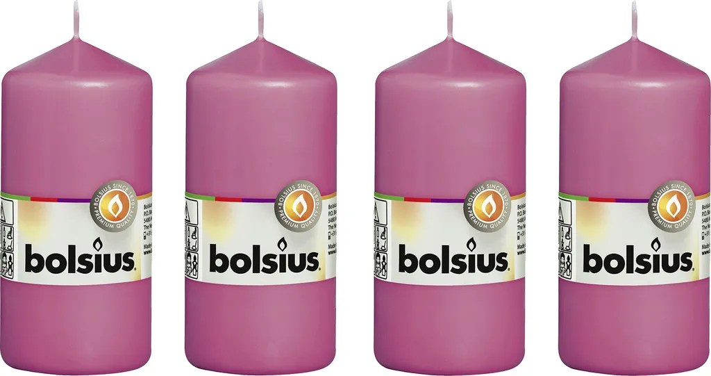 4 Candele Pilastro Fucsia 120x58mm - Set Decorativo Alta Qualità