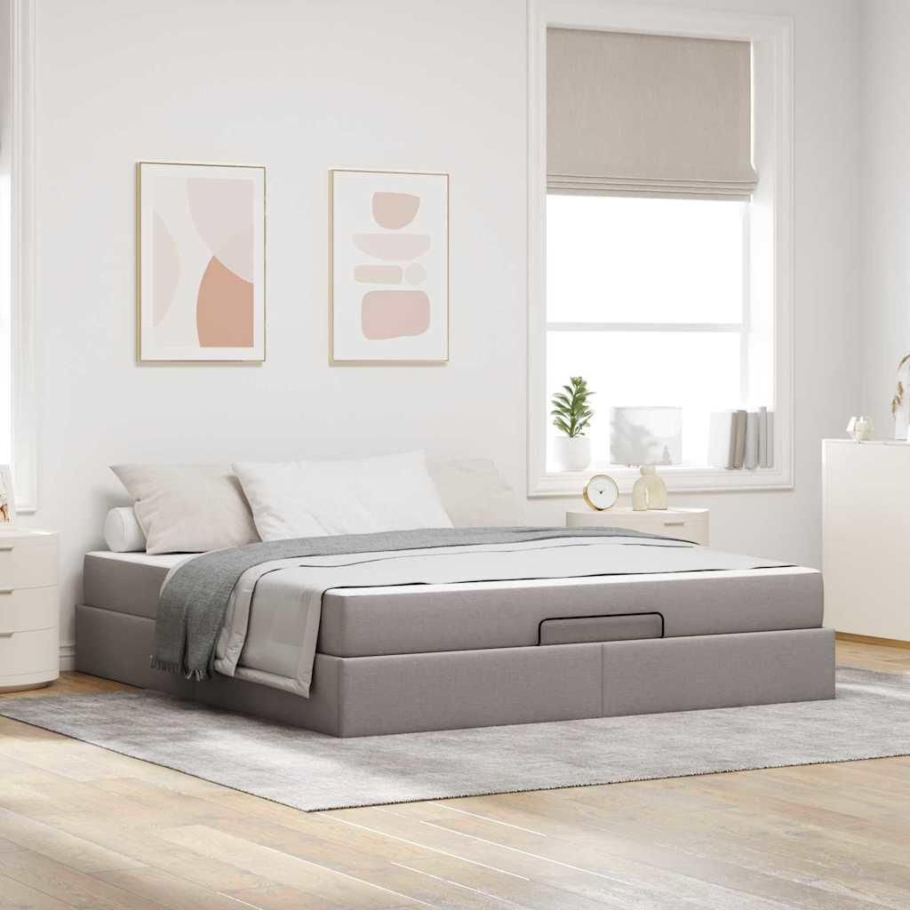 Möbel Bettgestell mit Speicher Taupe 180 x 200 cm Stoff - Klassische Betten 3399512