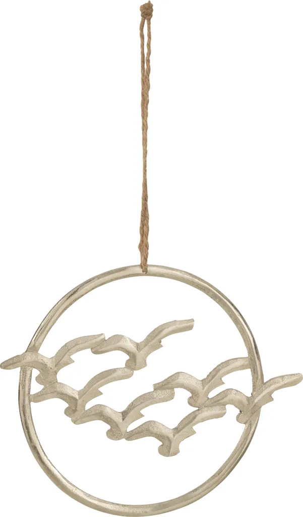 Suspension Décorative Oiseaux Cercle Argent en Aluminium par J-Line