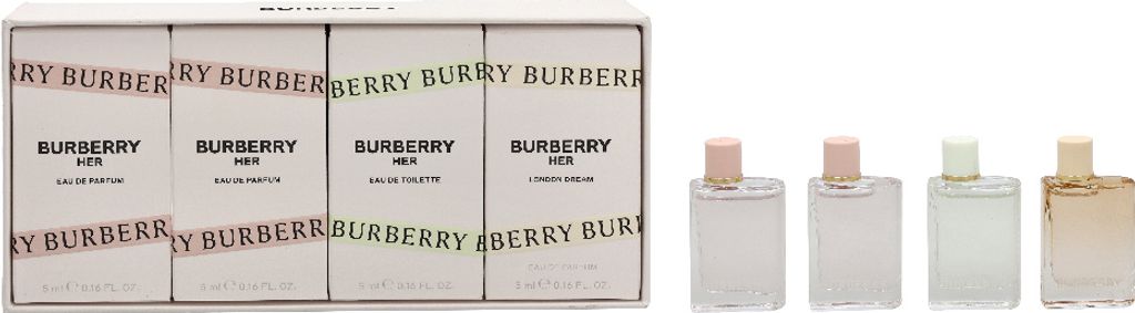 Burberry Her Miniatures Set Her Eau de Parfum, 5 ml + Her Eau de Parfum, 5 ml + Her London Dream Eau de Parfum, 5 ml + Her Eau de Toilette, 5 ml
