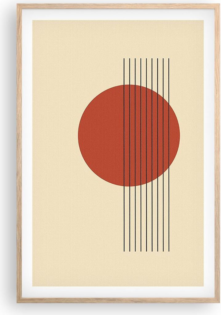 Gerahmtes Poster - Rahmen in heller Eiche - Abstraktion Linien Rad - 61x91,5 cm - Wand Bild - Wanddeko - Wandbilder - Wandposter - Bilderrahmen - B...