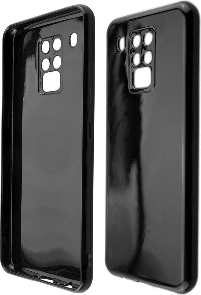 Two black phone cases are shown from different angles against a white background.