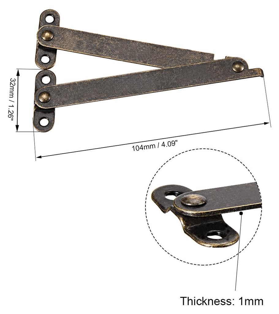 4 Stk. Klappbare Stš¹tzscharnier M?bel Kisten Deckel Scharniere 104mmx32mm DE de