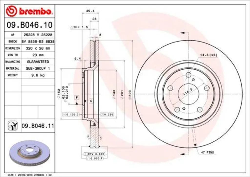 Disque Brembo 09.B046.11 : Fini les vibrations au freinage sur Avensis