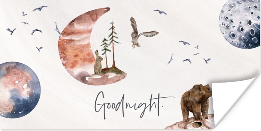 MuchoWow Poster Zitate - Gute Nacht - Sprichwörter - Kinder - Jungen - Mädchen - Kind 40x20 cm - Poster für die Wand - Poster Schlafzimmer