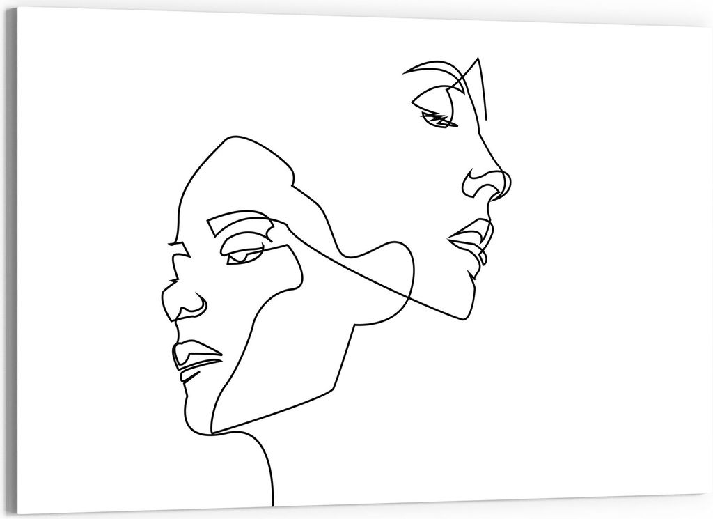 DEQORI Glasbild Echtglas 90x60 cm 'Verbundene Gesichter' Wandbild Bild modern Deko