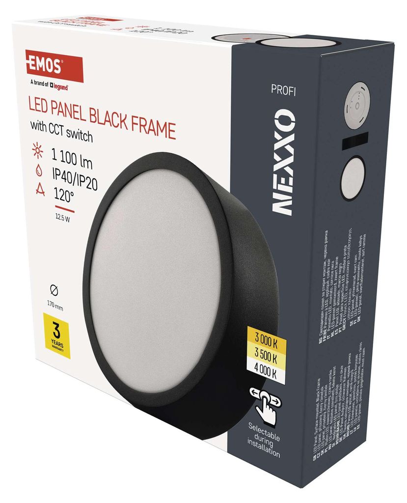 LED svítidlo NEXXO černé, 17 cm, 12,5 W, teplá/neutrální bílá