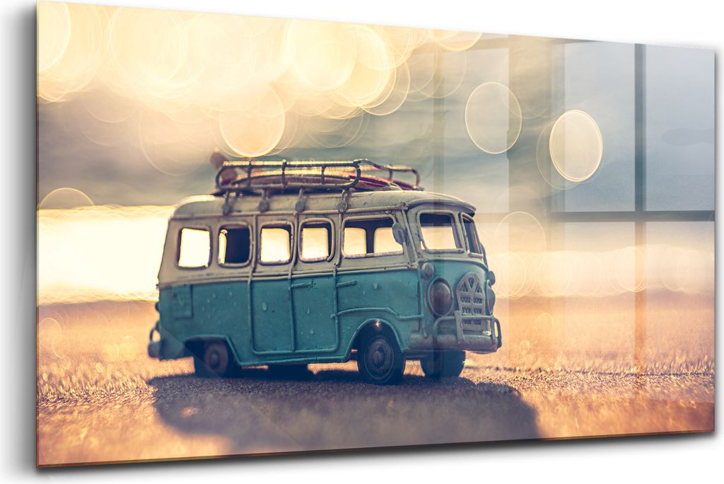 120x60 - Bilder auf glas - Einteilig - Wanddekoration - Glas Bilder - Minimalistischer Van Trip eines Lebens