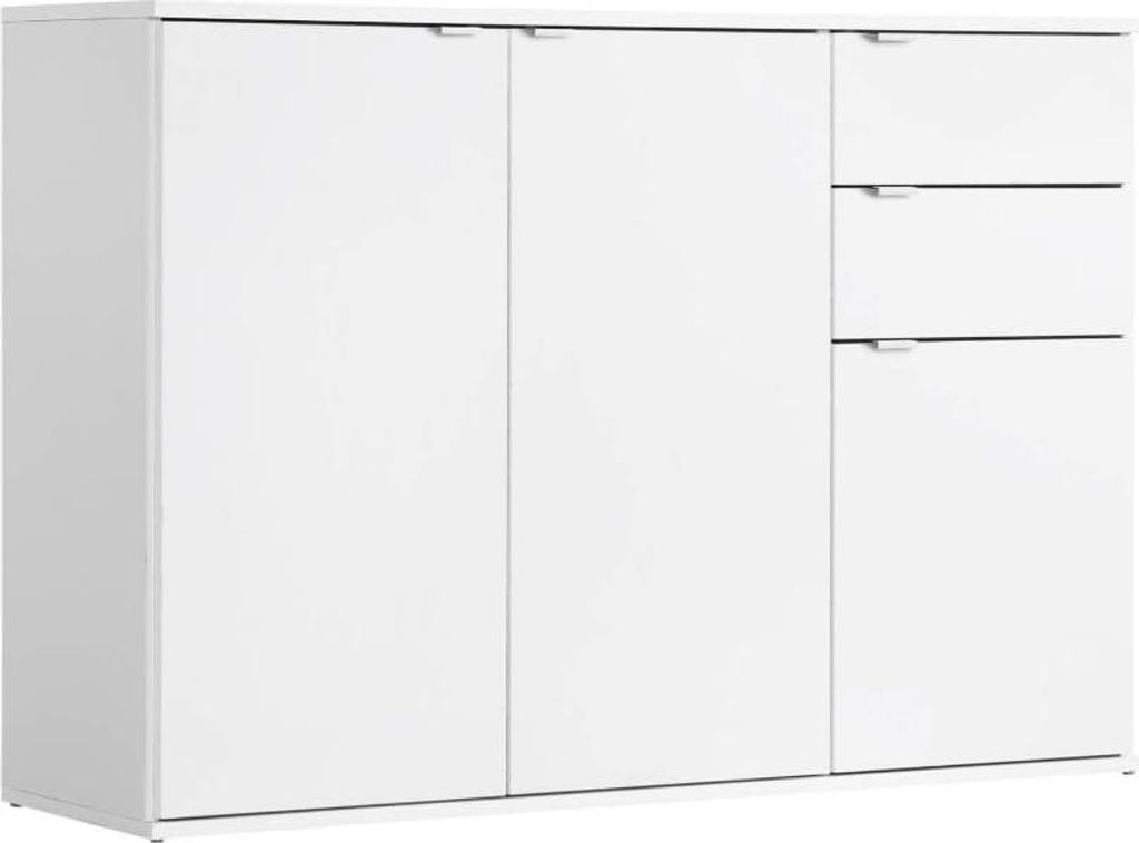BDW, Kommode mit Schubladen, für Wohnzimmer, Leo Weiß, 111x35x80cm