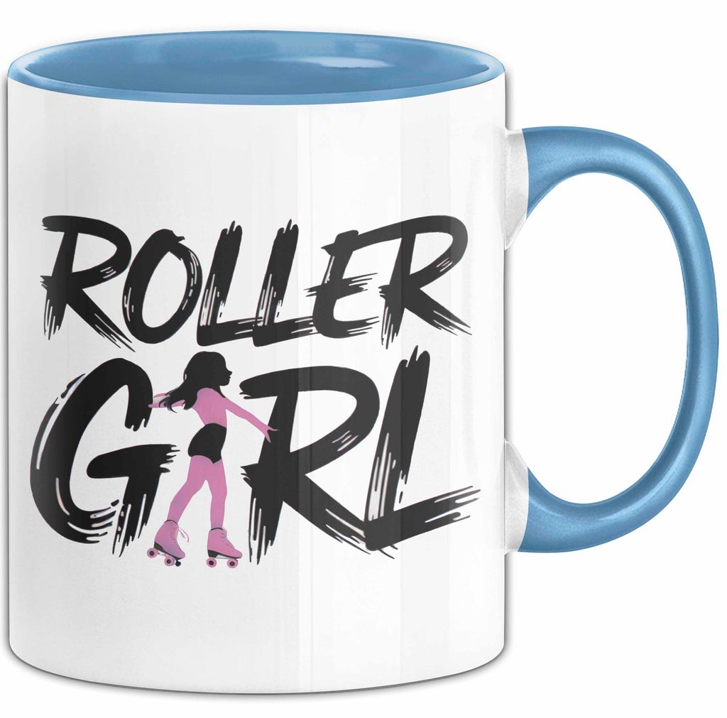 Rollschuh Skater Tasse Geschenk Rollergirl Skating Geschenkidee Lustig (Blau)