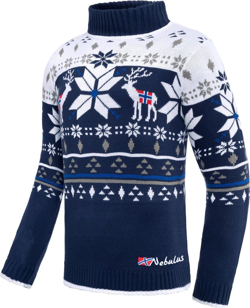 Nebulus Norweger Strickpullover STAG Herren, lässiger Pullover , vielseitig , P6173 - Herren, navy-weiß, XXL