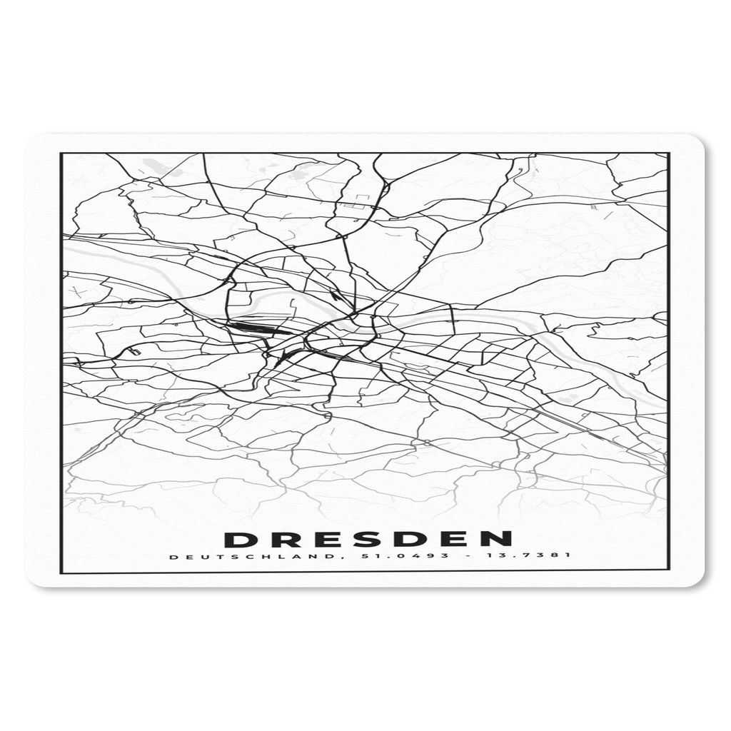 MuchoWow Mauspad Mousepad Karte - Dresden - Stadtplan 27x18 cm - Mousepads - Maus Mat - Pad - Mausunterlage - Büroartikel - Desk Matten