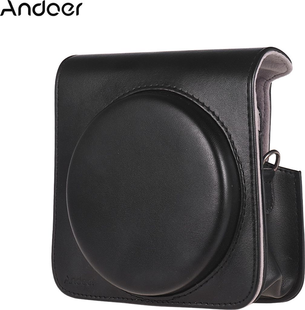 Andoer Schutzhuelle Kunstleder Tasche mit verstellbarem Gurt fuer Fujifilm Instax Square SQ6 Sofortbildkamera schwarz