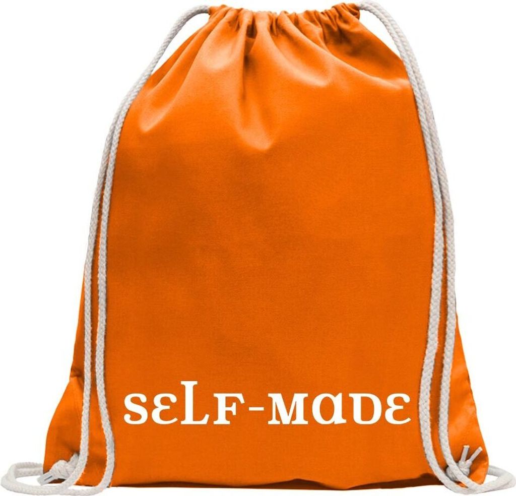 Kiwistar - Turnbeutel - mandarin - Self-Made - Fun Rucksack Sport Beutel Gymsack Baumwolle mit Ziehgurt