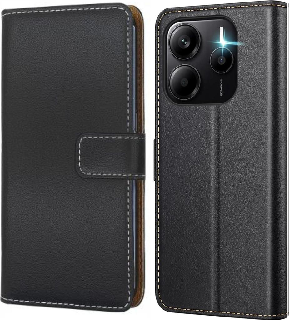 Handy Tasche für Xiaomi Redmi Note 14 Schutzhülle Bookstyle Etui Klapphülle Wallet Flip Cover Case Schwarz