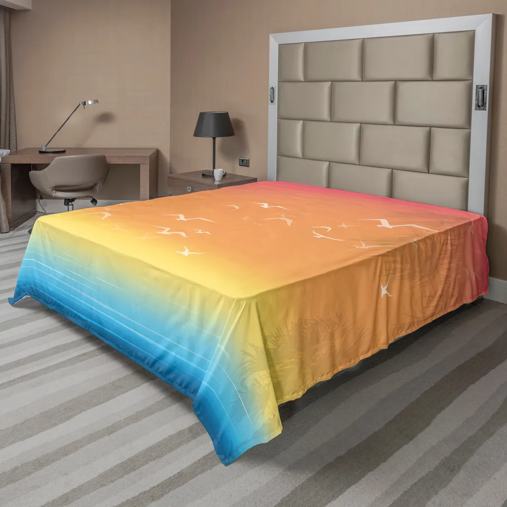 ABAKUHAUS Seagulls Drap de Plat 266x260cm Imprimé Tropical Multicolore