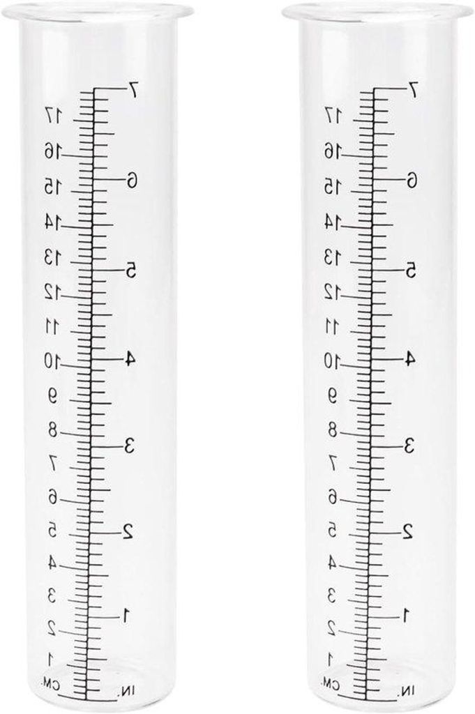 20 cm Regenmessgerät - Set aus 2 Stücken mit großem Glas-Messgerät für den Austausch - Mit Waagen für Haus, Garten und Landwirtschaft
