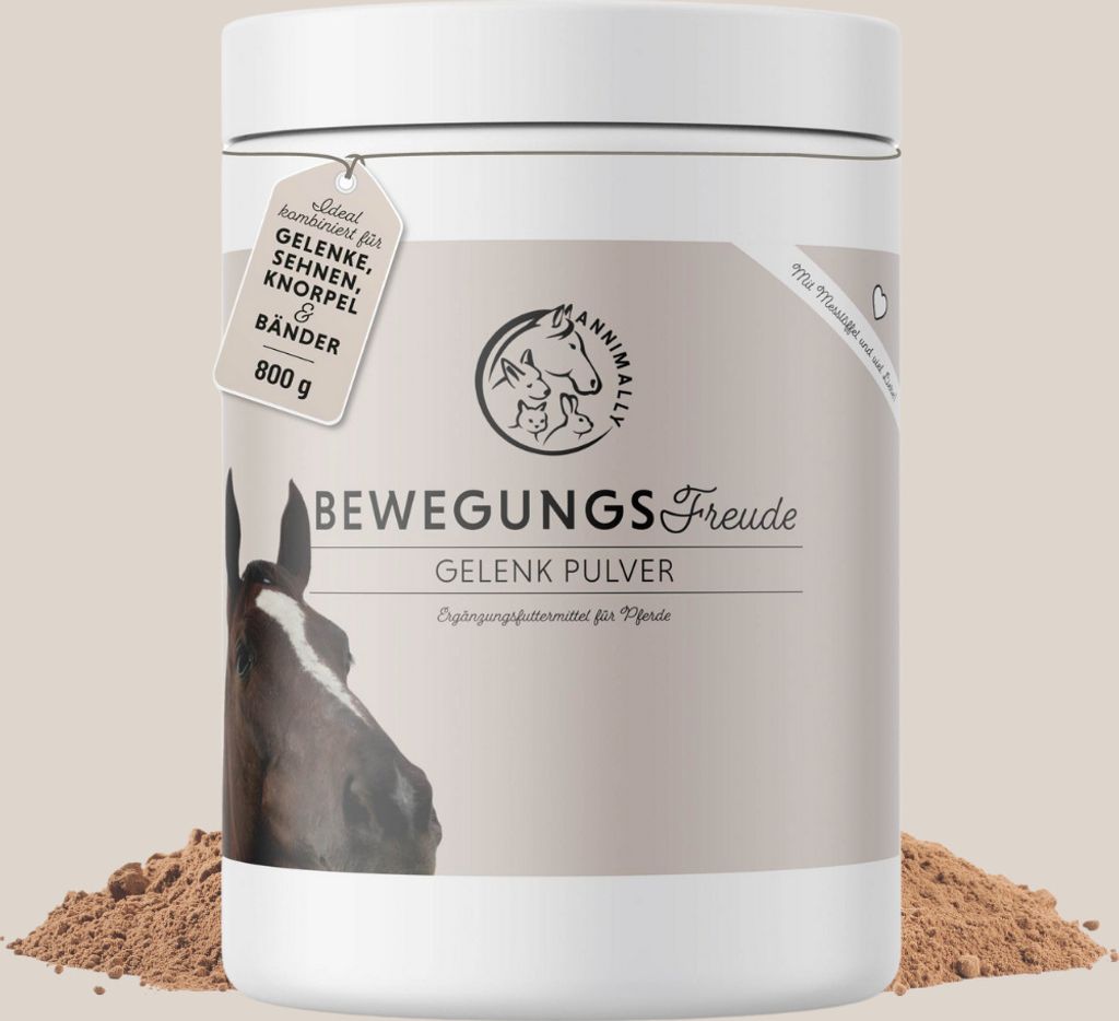 Bewegungsfreude Gelenk Pulver für Pferde 850 g - Gelenk Pulver Pferd - Teufelskralle, MSM, Glucosamin, Chondroitin Pferd