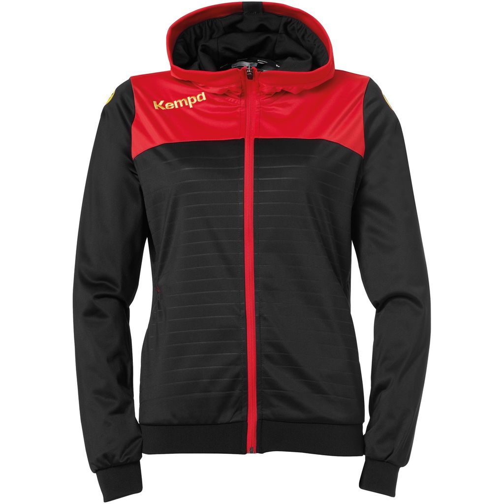 Kempa EMOTION 2.0 HOOD JACKET WOMEN XS schwarz/rot/gelb