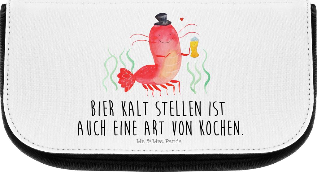 Mr. & Mrs. Panda kulturtäschchen Hummer Weizen - Weiß - Geschenk, Garnelen, Kneipe, Schminktäschchen, kosmetiktäschchen, Waschbeutel, Kulturbeu...