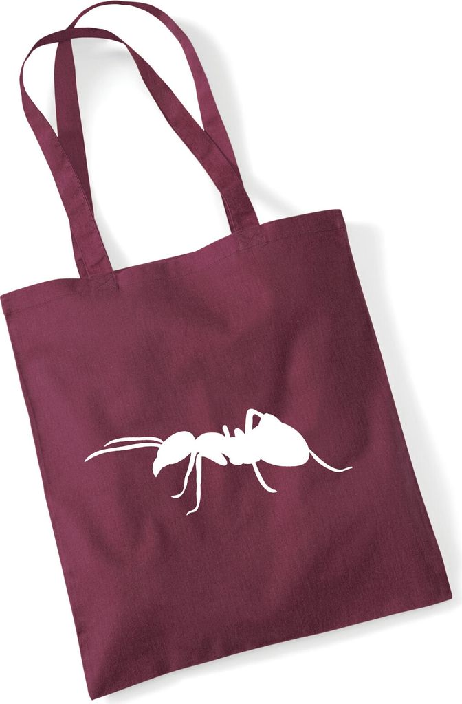 Huuraa Jutebeutel Ameise Silhouette 10 Liter Burgundy Baumwolle Tasche Geschenkidee