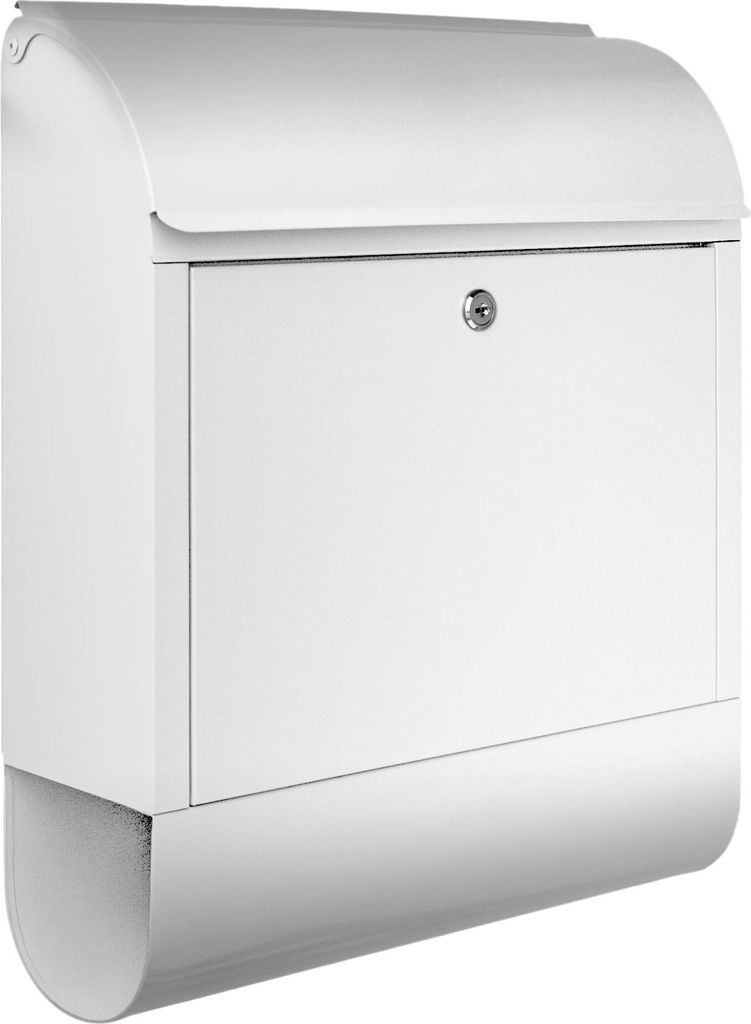 Design Briefkasten Stahl weiß mit Zeitungsfach Produktbild 6