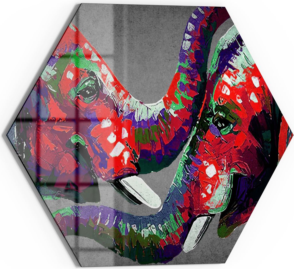 DEQOART Magnettafel Glas 55x48 cm 6-eckig 'Bunte Verbundenheit' beschreibbar Whiteboard Küche