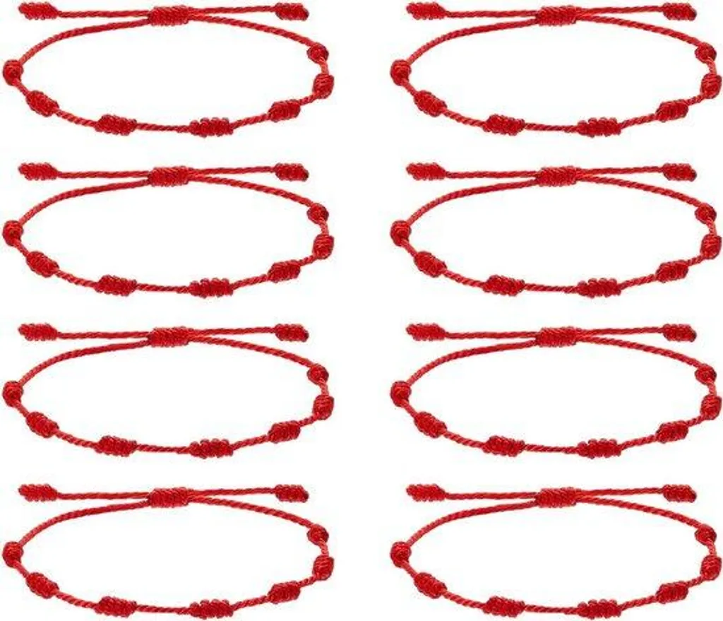 Bracelet cordon rouge ajustable pour homme et femme en coton naturel