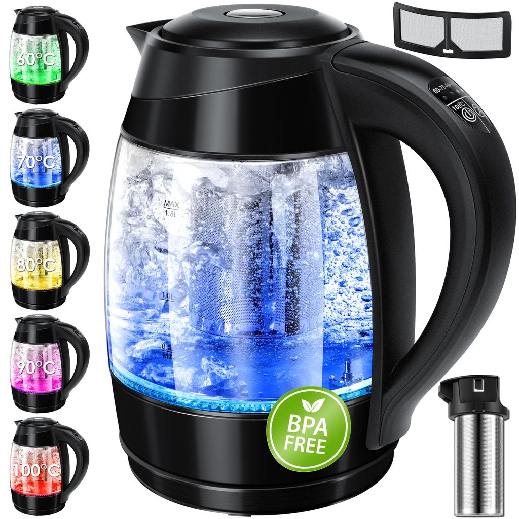 KESSER® 1,8L Edelstahl Wasserkocher 2200W, Glaswasserkocher Produktbild 