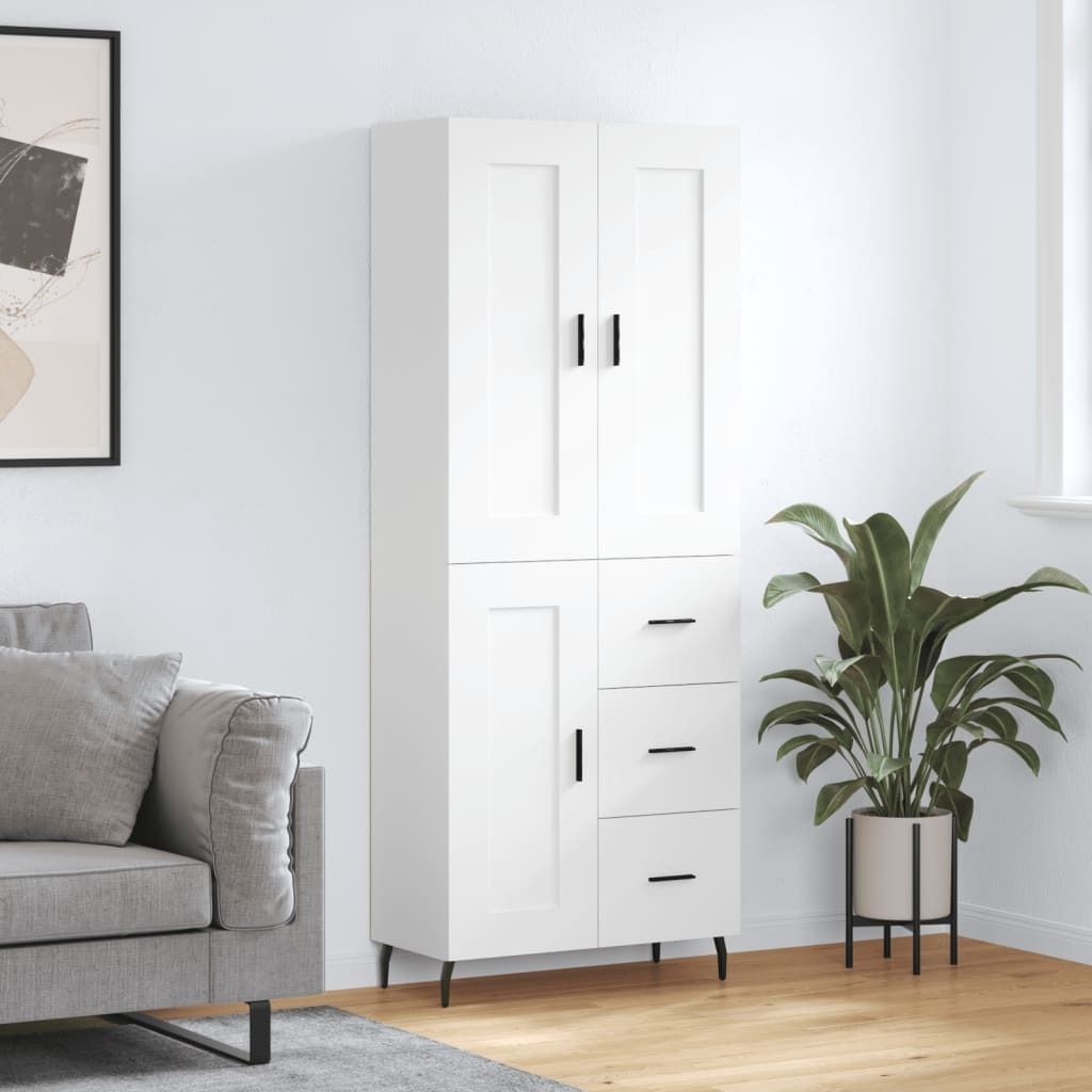 "2026 Promotion" Highboard/Vitrine/Beistellschrank - Weiß 69,5x34x180 cm Holzwerkstoff - Kommoden CC10707