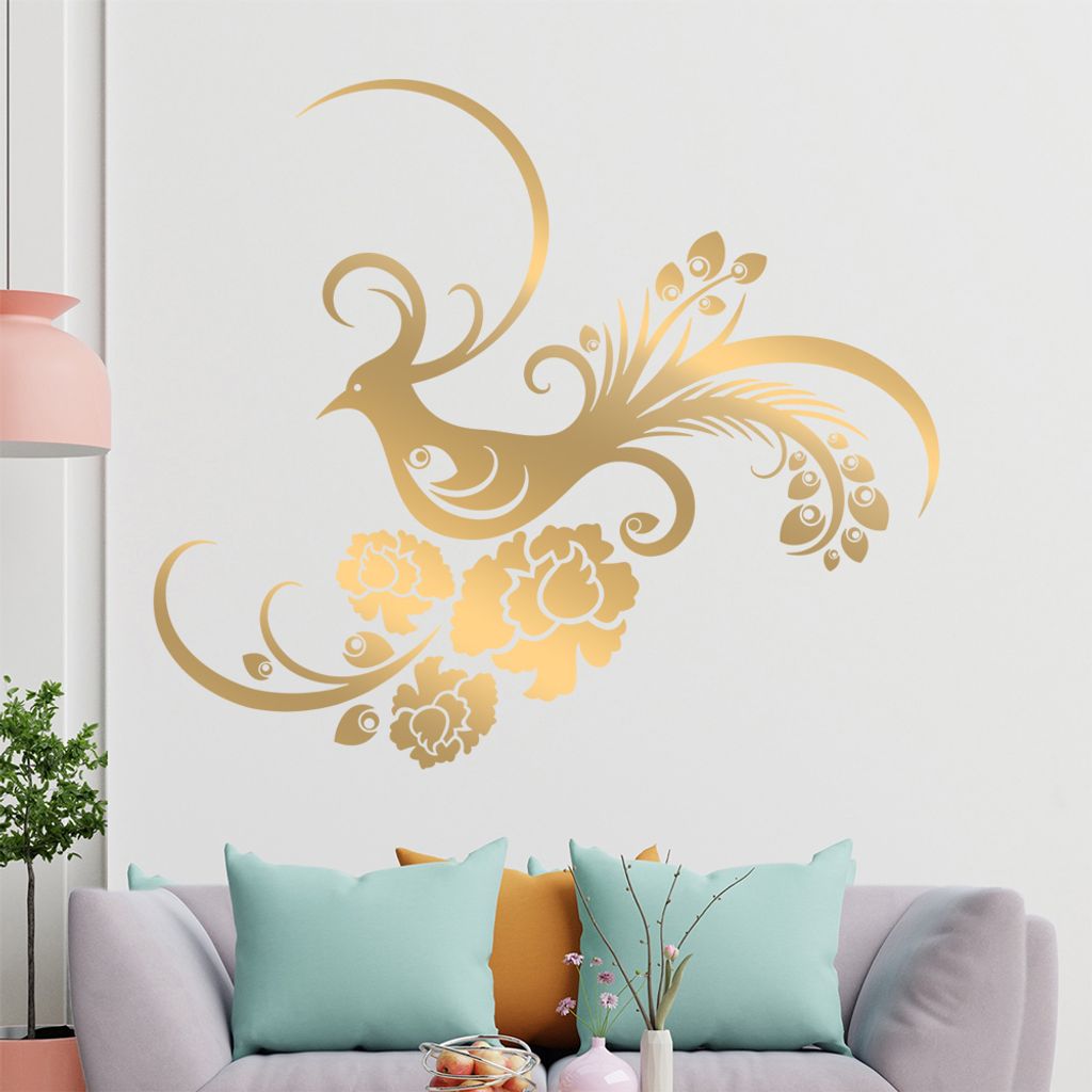 Fasan Ranke Tribal Wandtattoo in 6 Größen - Wandaufkleber Wall Sticker - Dekoration, Küche, Wohnzimmer, Schlafzimmer, Badezimmer