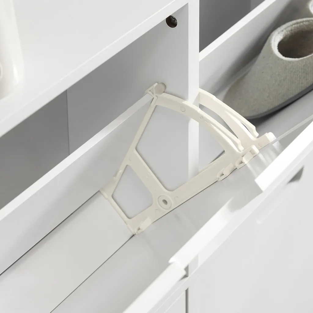 Commode haute à chaussures et étagère fermée gain de place blanche - 4