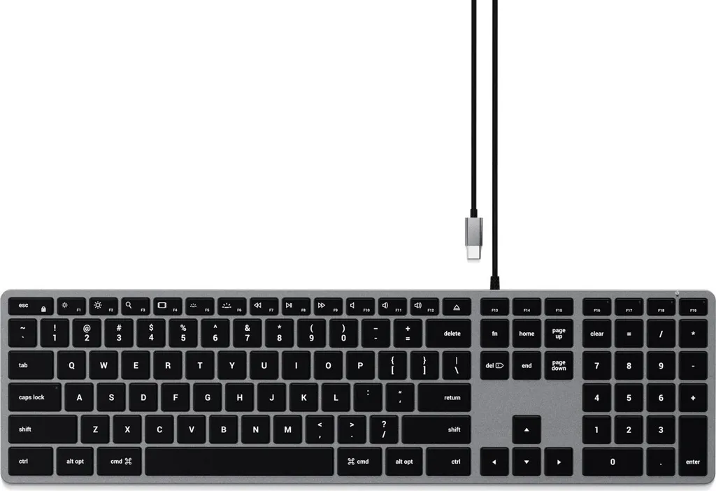 Clavier Filaire Satechi Slim W3 en Aluminium avec Touches Rétroéclairées