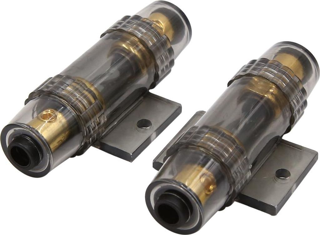 2 Stücke Kunststoff Inline AGU Sicherungshalter Schwarz mit 60A Sicherung für Audio Stereo