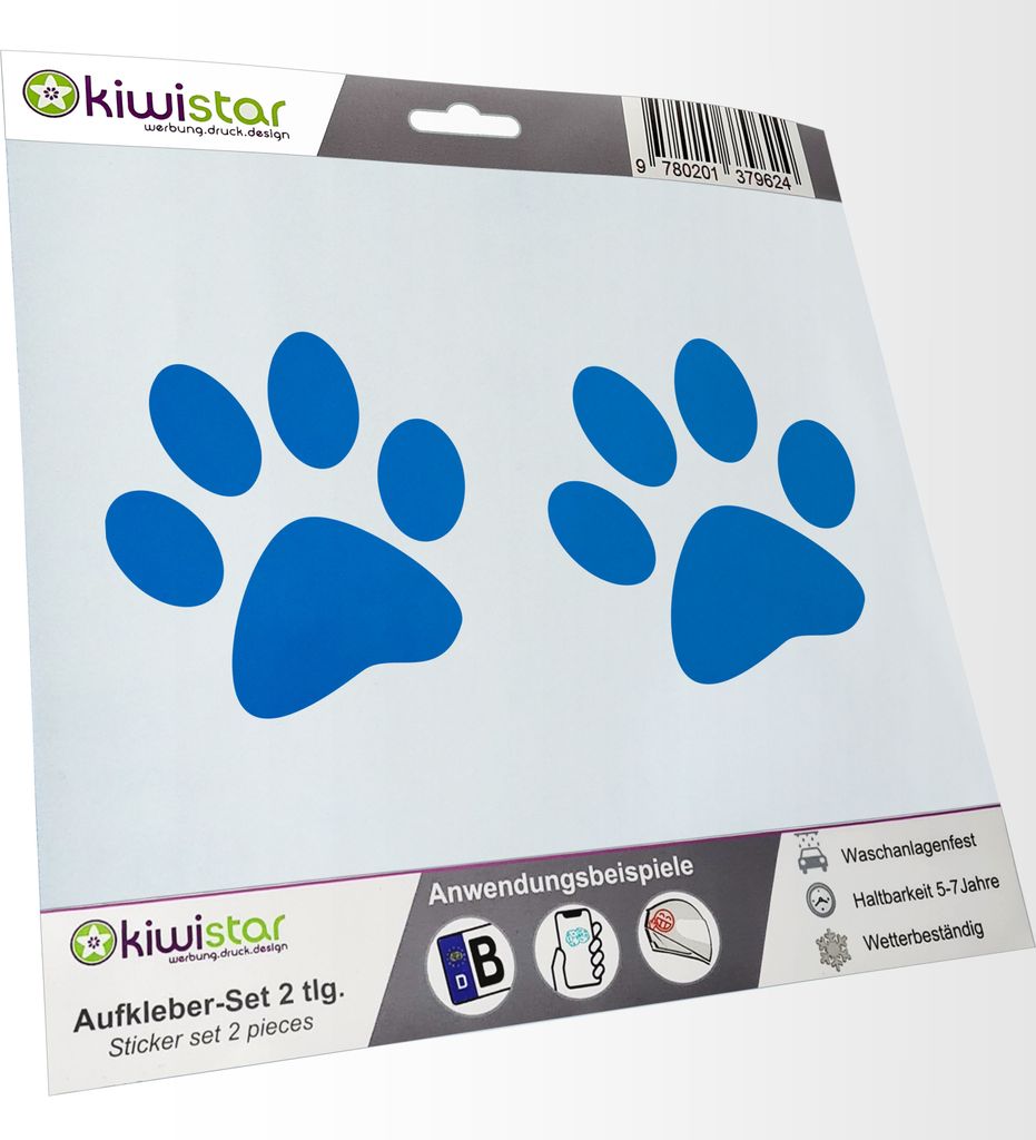 Kiwistar - 2x Kennzeichenaufkleber - blau - 21 mm Hund - Katze Inside - Autoaufkleber - Aufkleber für Auto, Laptop, Fahrrad, LKW, Motorrad Mehrfar...