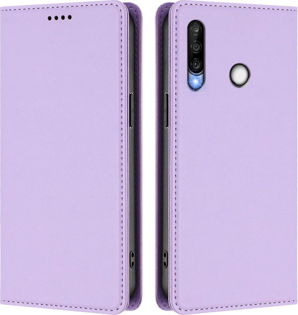 Handyhülle für Huawei P30 Lite, Kunstleder Klapphülle Stoßfeste Magnetische Hülle mit Ständer Violett