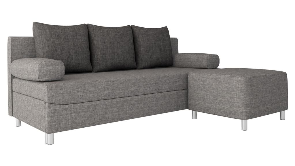 MIRJAN24 Schlafsofa Dover mit Bettkasten und Schlaffunktion, Bettsofa, Couch vom Hersteller (Sofa mit Polsterhocker, Farbe: Lux 05 + Lux 06)