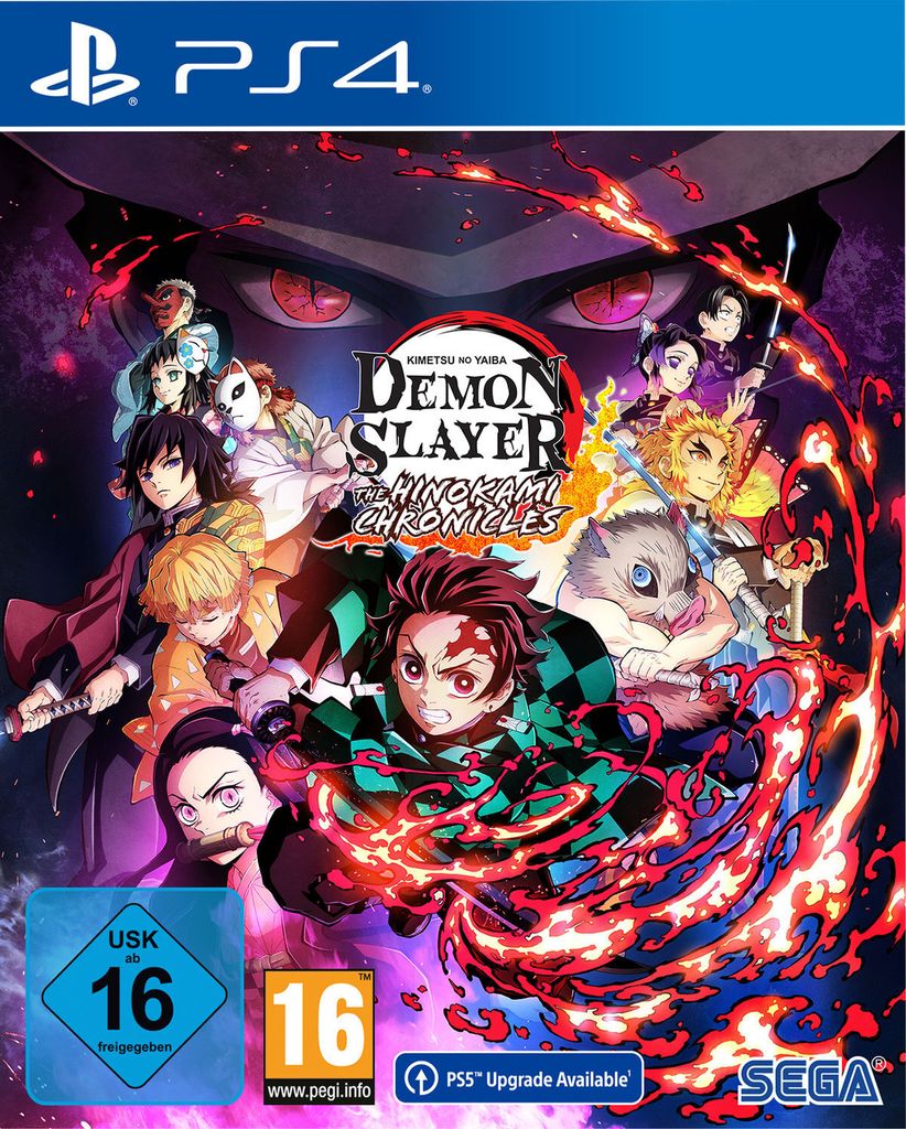 The image is the cover art for the video game Demon Slayer: The Hinokami Chronicles for PlayStation 4.