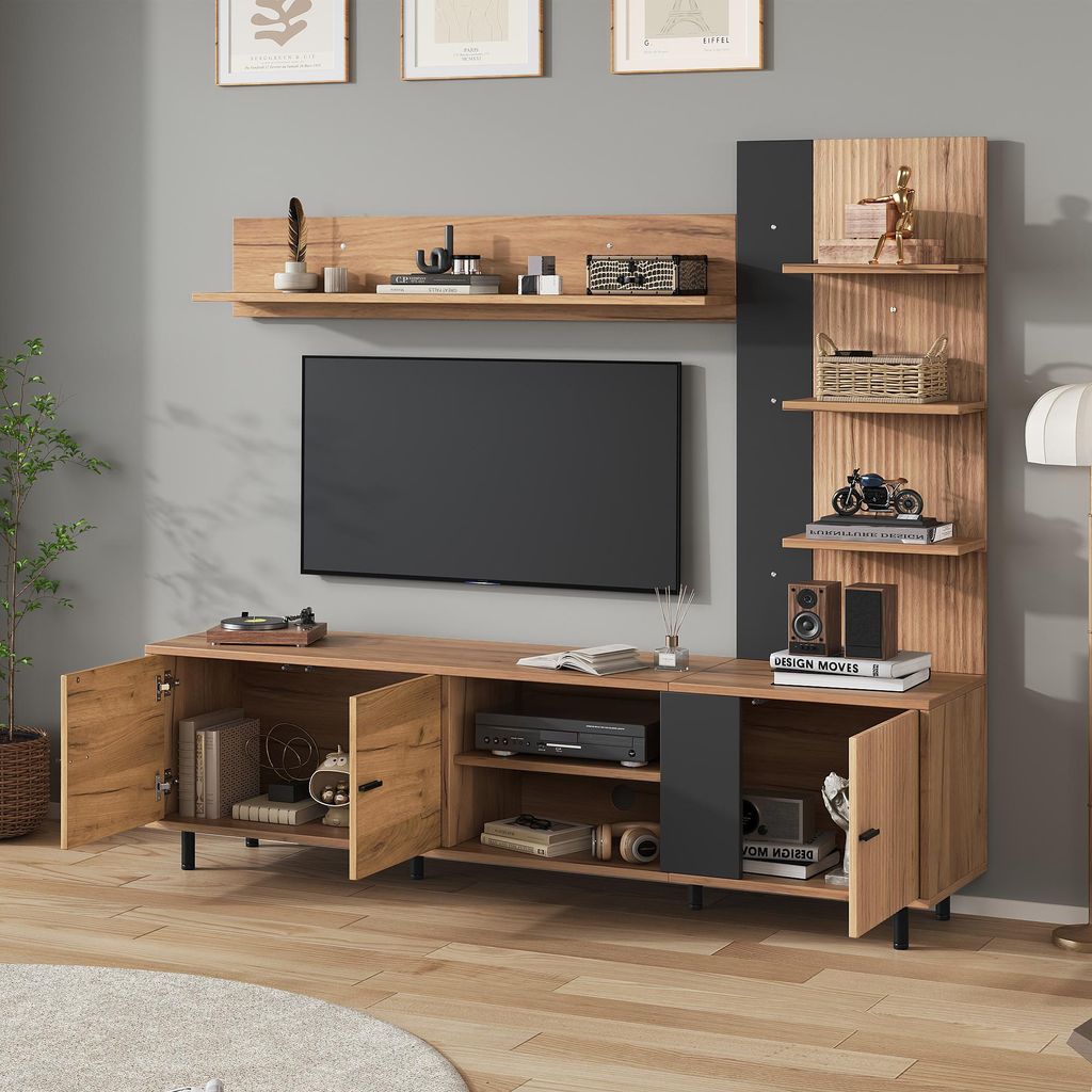 STILVORA TV-Wohnwand Set mit Vitrine und TV-Board, Produktbild 