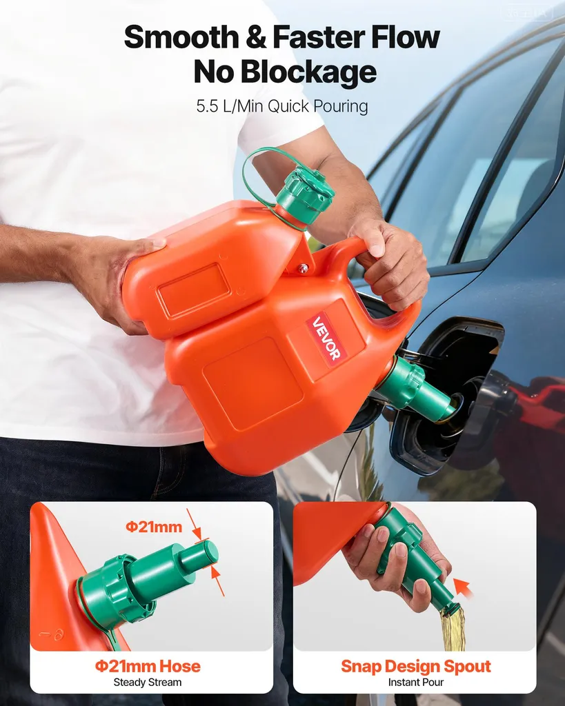 Bidon de carburant double compartiment 6L et 1,9L, débit rapide - 4