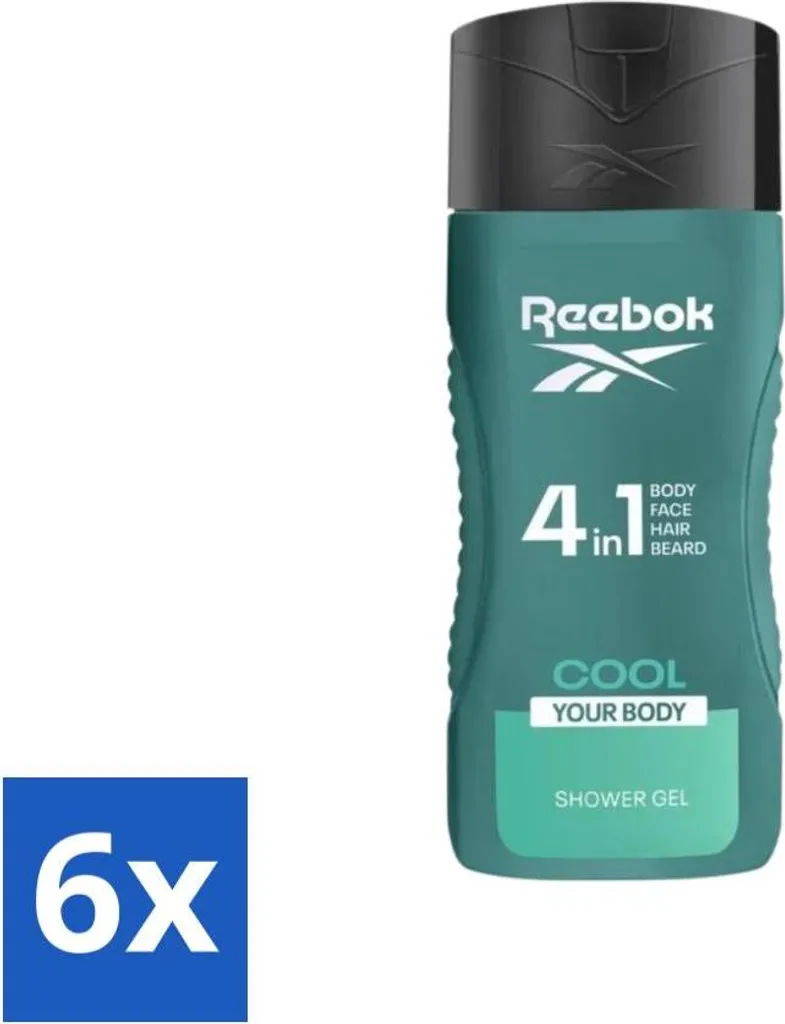 Reebok Gel Douche 4 en 1 400ml - Pack de 6 contre la Transpiration