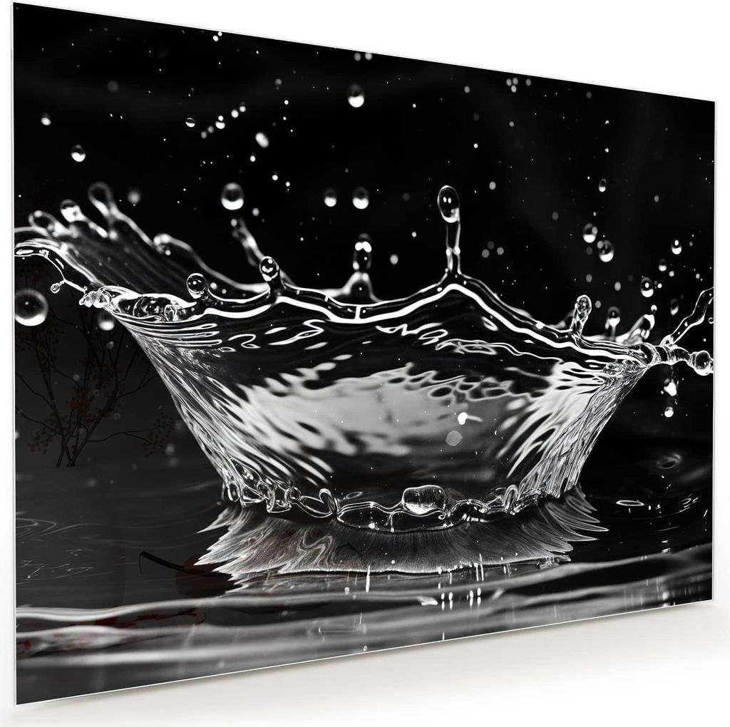 Glasbild 120x90cm in XXL für Wohnzimmer, Schlafzimmer Motiv Wasserspritzer