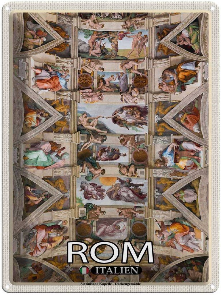 vianmo Blechschild 40x30 cm Rom Sixtinische Kapelle Deckengemälde Bildmotiv Reisemotiv Abenteuer Reisen