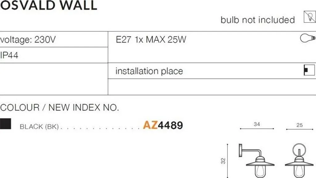Lampe murale extérieure OSVALD AZ4489 - Éclairage de façade moderne noir - 3