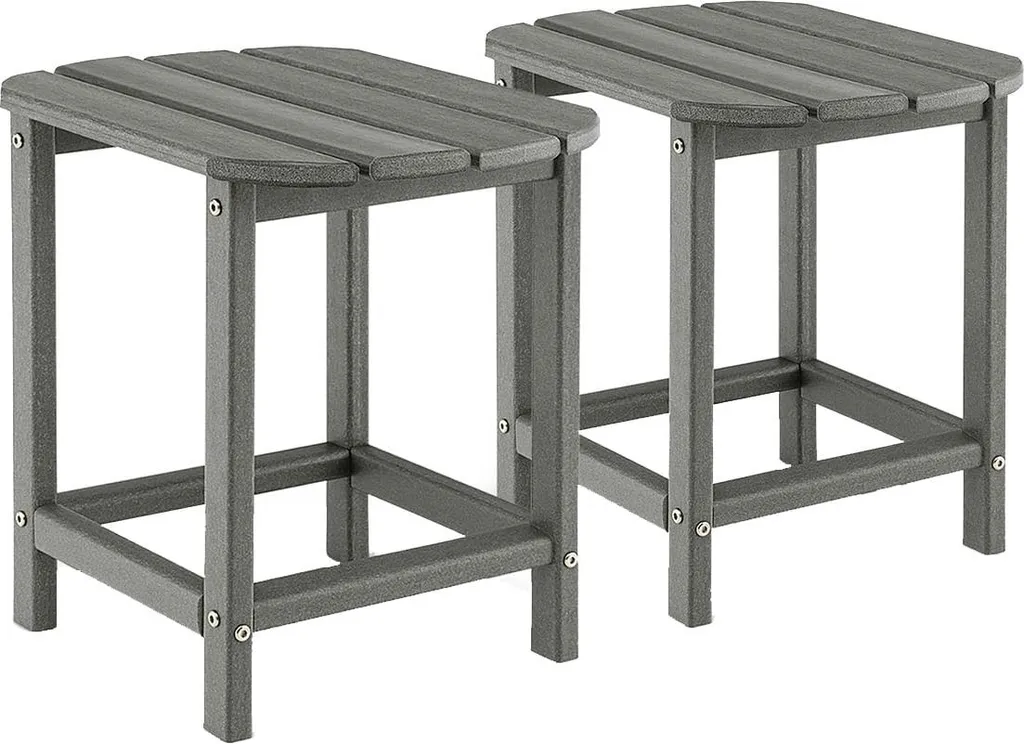 Ensemble de 2 tables d'appoint d'extérieur en PEHD gris résistant