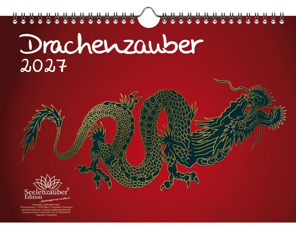 Drachenzauber DIN A4 Kalender für 2027 Drachen Fabelwesen - Seelenzauber