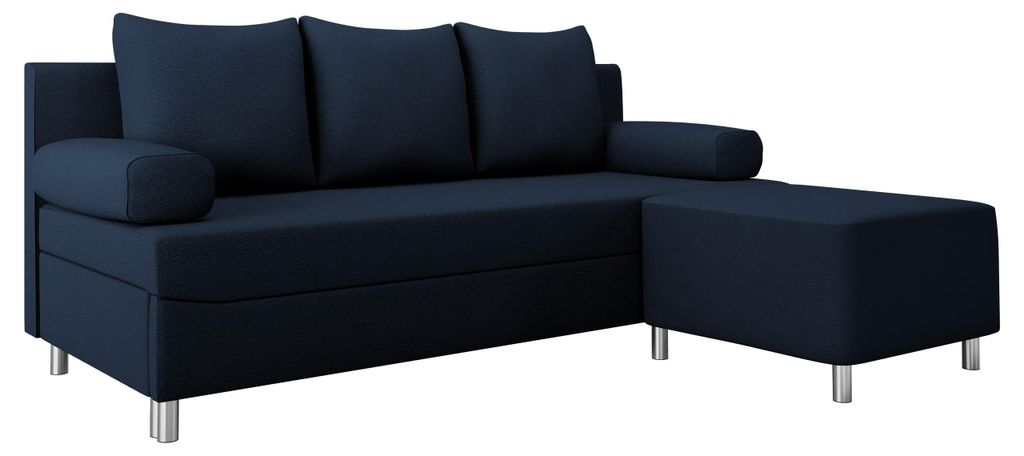 MIRJAN24 Schlafsofa Dover mit Bettkasten und Schlaffunktion, Bettsofa, Couch vom Herstelle (Sofa mit Polsterhocker, Farbe: Polo 891)