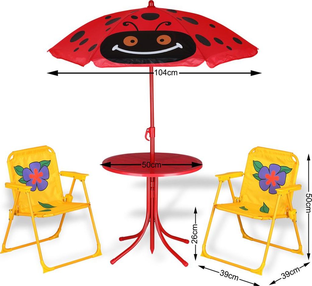 Spielwerk® Salon de jardin pour enfants avec parasol Image du produit 