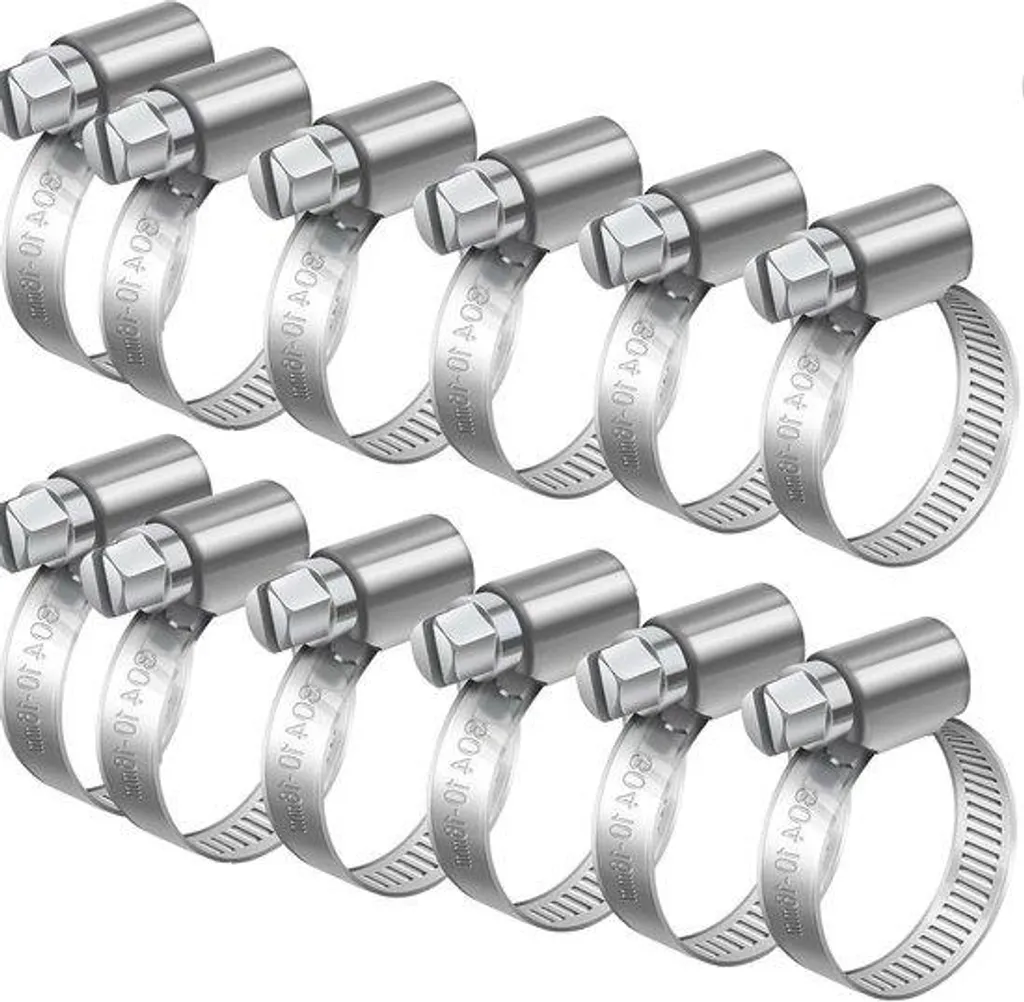 Collier de serrage inox 304 anti-corrosion réglable de 10 à 16mm