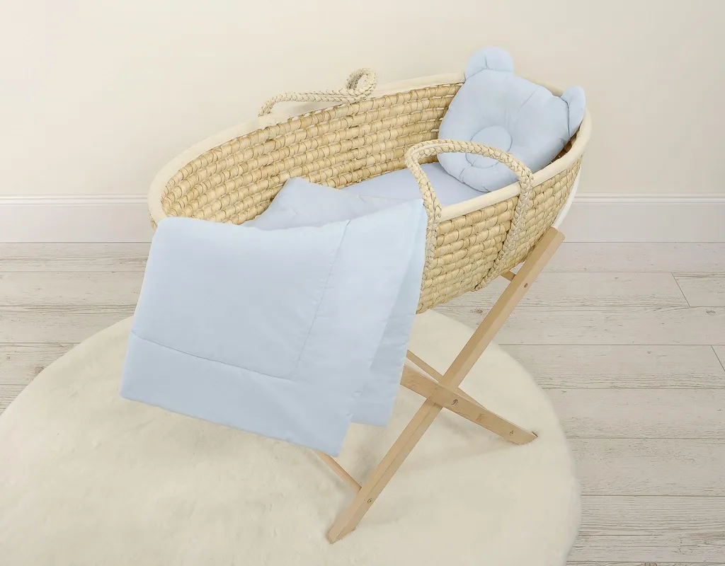 Parure de lit bébé avec coussin morphologique ours et couette bleue - 6